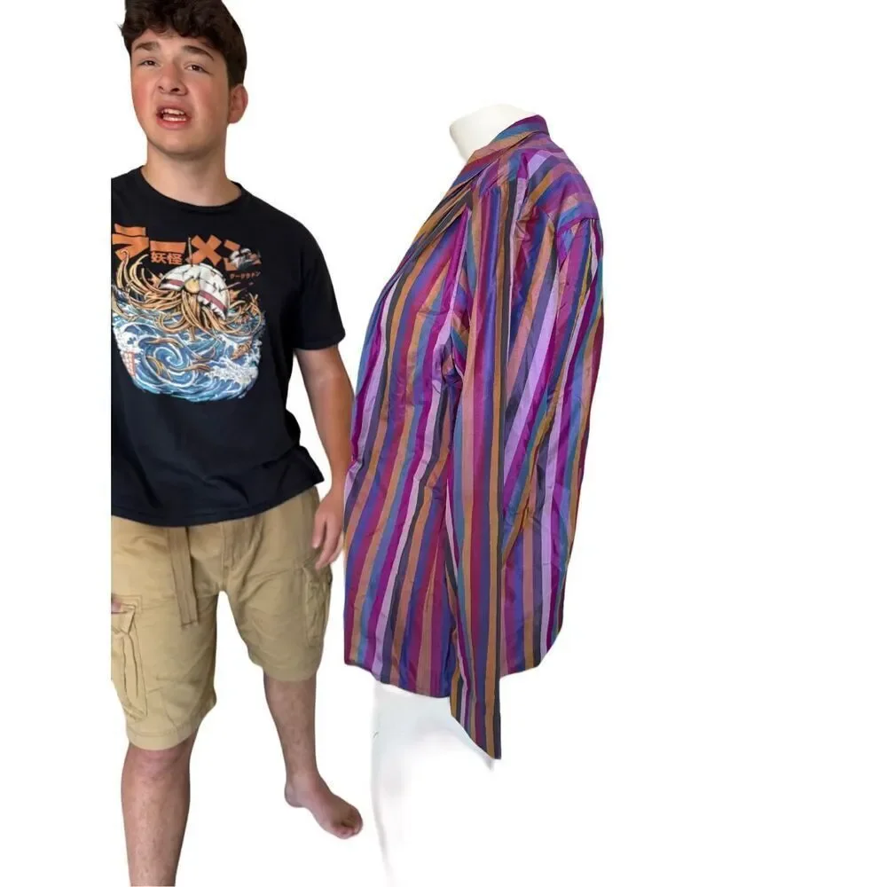 Vintage 90s striped purple fuschia lightweight blazer coat